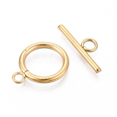 Ion Plating(IP) 304 Stainless Steel Ring Toggle Clasps STAS-A092-09H-G-1