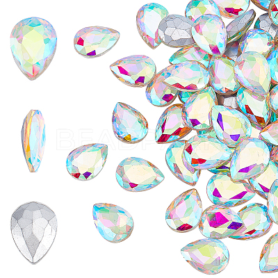 80Pcs Glass Rhinestone Cabochons RGLA-FG0001-16B-1