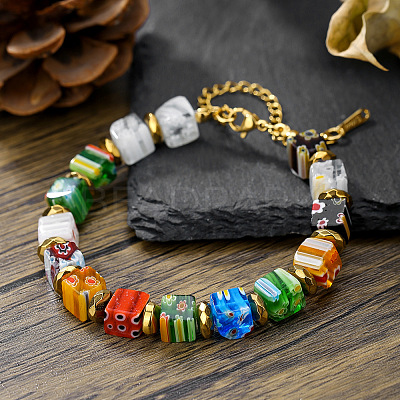 Millefiori Lampwork Beaded Bracelets for Women WGC5980-01-1
