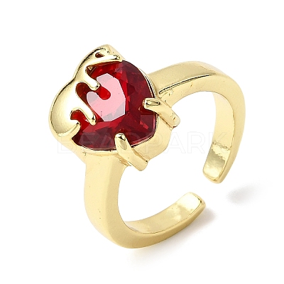Glass Cuff Open Rings RJEW-P178-01B-G-1