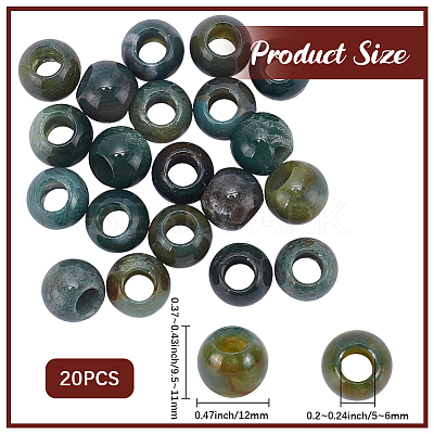20Pcs Natural Indian Agate European Beads G-SP0001-47-1