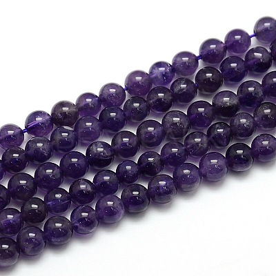 Natural Amethyst Round Bead Strands X-G-L170-6mm-02-1