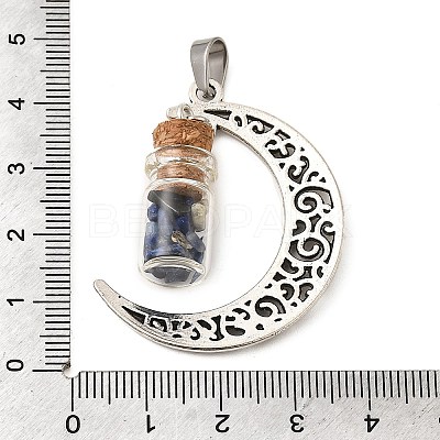 Column Glass Bottle with Lapis Lazuli inside Pendants PALLOY-JF00170-04-1