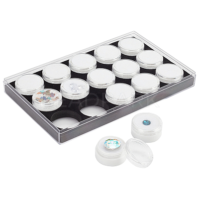 15Pcs Round Acrylic Loose Diamond Storage Box Sets VBOX-WH0005-07-1