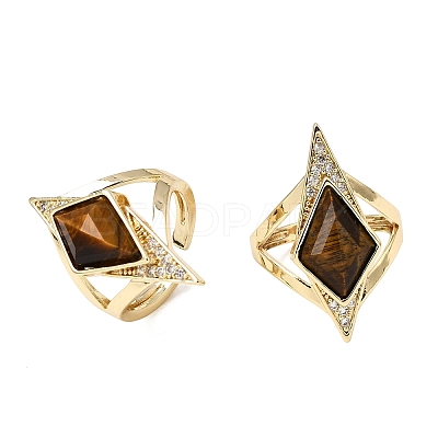 Brass Micro Pave Cubic Zirconia Cuff Rings for Women GG-CBA7610-11G-1