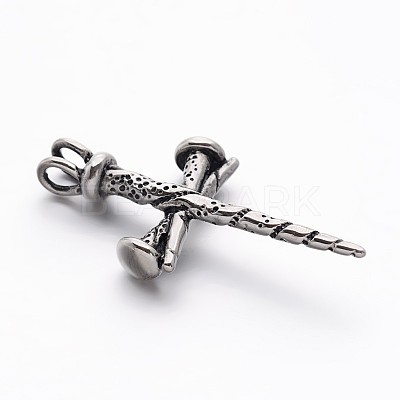 Retro 304 Stainless Steel Cross Gothic Pendants X-STAS-E094-08AS-1
