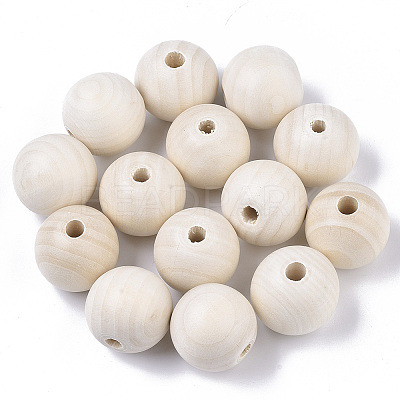 Natural Unfinished Wood Beads WOOD-S651-A30mm-LF-1