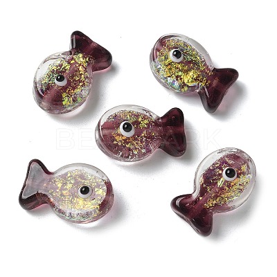 Handmade Foil Lampwork Fish Beads FOIL-Z001-01H-1