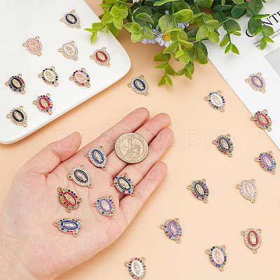 48Pcs 12 Colors Alloy Enamel Chandelier Components Links ENAM-OC0001-13-1