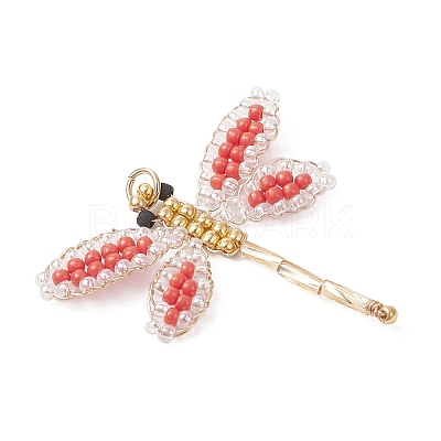 Glass Seed Beaded Dragonfly Pendants PALLOY-MZ00983-1