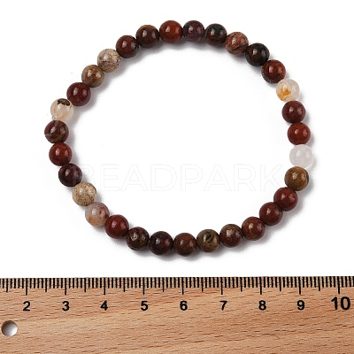 Natural Red Jasper Bead Stretch Bracelets X-BJEW-K212-A-012-1