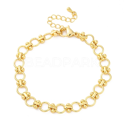 Brass Ring Link Chain Bracelets for Women Men BJEW-K273-05G-1
