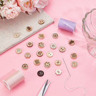 200Pcs 10 Styles Coconut Shell Buttons BUTT-HY0001-21-1