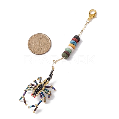 Scorpion Glass Seed Beads Pendant Decoration HJEW-MZ00121-1