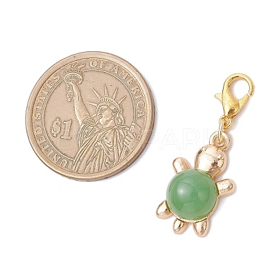 Tortoise Acrylic Alloy Pendant Decorations HJEW-JM03730-1