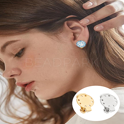 8Pcs 2 Colors 304 Stainless Steel Clip-on Earring Findings STAS-LP0001-45-1