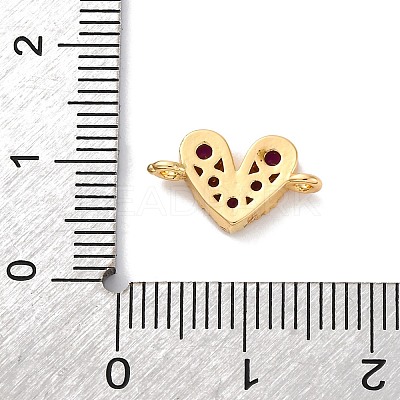 Brass Micro Pave Cubic Zirconia Heart Connector Charms KK-F894-03G-1