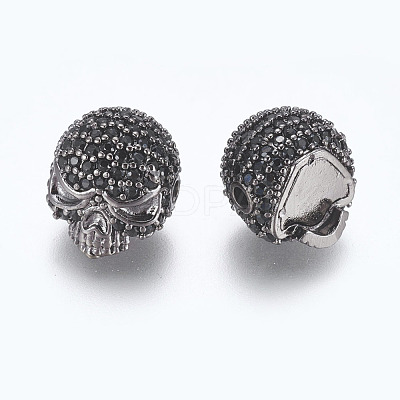 Brass Micro Pave Cubic Zirconia Beads ZIRC-S053-YS040B-3-1