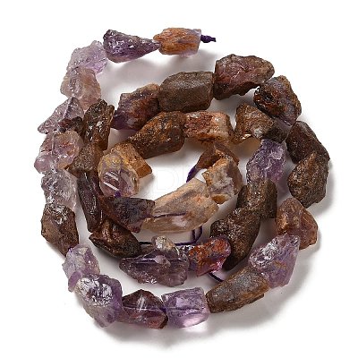 Raw Rough Natural Purple Phantom Quartz Purple Lodolite Quartz Beads Strands G-I283-G06-01-1