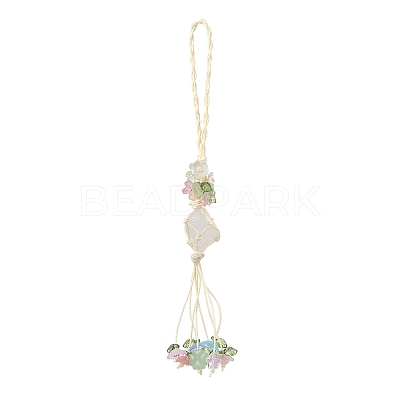 Nuggets Natural Quartz Crystal Net Pouch Pendant Decorations HJEW-JM04260-02-1