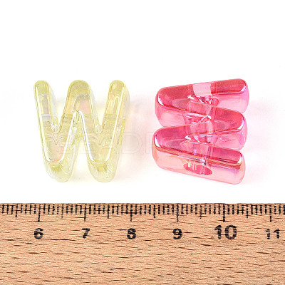 UV Plating Transparent Acrylic European Beads OACR-M027-02W-1