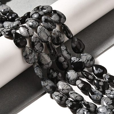 Natural Snowflake Obsidian Beads Strands G-I377-A28-1