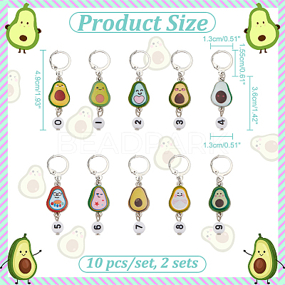 Alloy Enamel & Acrylic Pendant Locking Stitch Markers HJEW-AB00114-1