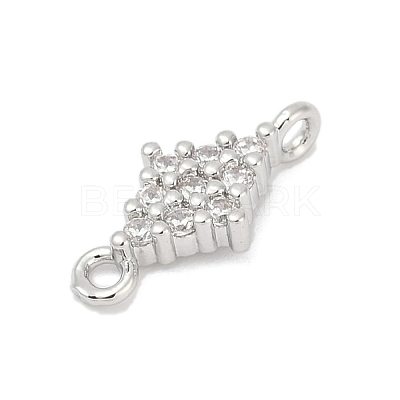 Brass Micro Pave Clear Cubic Zirconia Connector Charms KK-Z094-08P-03-1