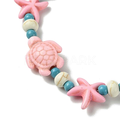 Synthetic Turquoise Beaded Stretch Bracelets for Women BJEW-JB13597-01-1