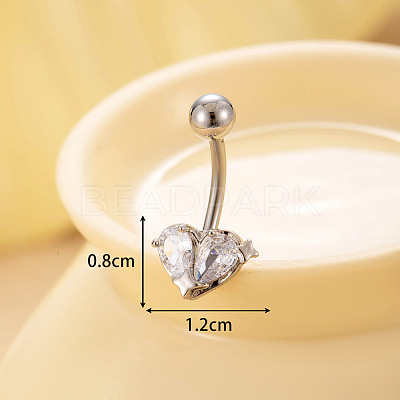 316L Surgical Stainless Steel Clear Cubic Zirconia Curved Barbell Belly Rings WGA1AD6-01-1