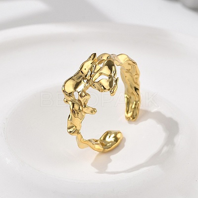 Irregular 304 Stainless Steel Open Cuff Rings RJEW-R014-03G-05-1