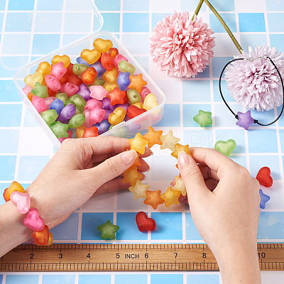100Pcs 2 Style Frosted Acrylic Beads FACR-BT0001-01-1