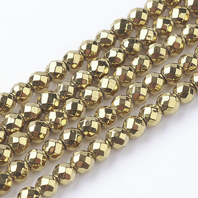 Non-Magnetic Synthetic Hematite Beads Strands G-G092-3mm-1-1