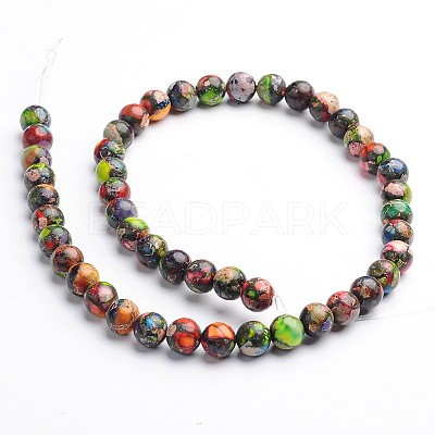 Dyed Natural Imperial Jasper Round Bead Strands G-M274-06-6mm-1