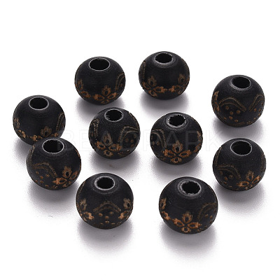 Painted Natural Wood Beads WOOD-N006-03A-10-1
