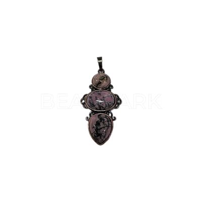 Retro Natural Rhodonite Pendants PW-WG7292F-14-1