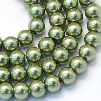 Baking Paint Pearlized Glass Pearl Round Bead Strands HY-Q003-4mm-49-1