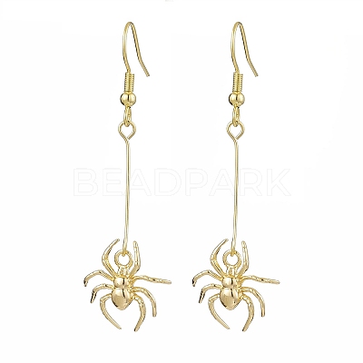 Halloween Spider Brass Dangle Earrings EJEW-JE05859-1