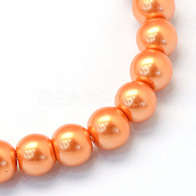 Baking Paint Pearlized Glass Pearl Round Bead Strands HY-Q003-10mm-36-1