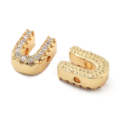 Rack Plating Brass Micro Pave Clear Cubic Zirconia Beads KK-G500-30G-U-1