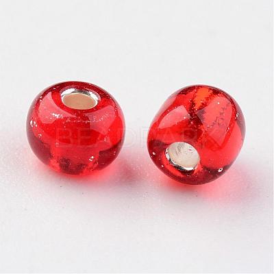 6/0 Round Silver Lined Round Hole Glass Seed Beads X-SEED-A005-4mm-25-1