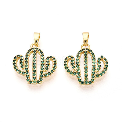 Brass Micro Pave Cubic Zirconia Pendants KK-N257-71G-1
