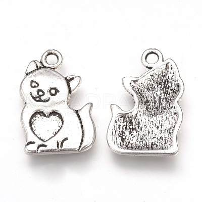 Tibetan Style Alloy Kitten Pendant Enamel Settings TIBEP-T002-133AS-RS-1