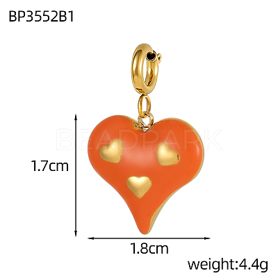 Heart Charms 304 Stainless Steel Enamel Pendants STAS-OY004-09G-1