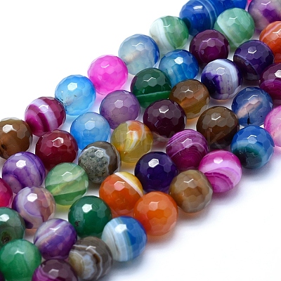 Natural Striped Agate/Banded Agate Beads G-J371-06-12mm-1