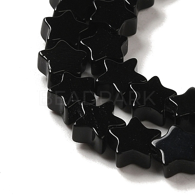 Natural Black Onyx(Dyed & Heated) Beads Strands G-G085-B44-02-1