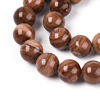 Natural Wood Lace Stone Wooden Jasper Beads Strands G-T143-30A-01-1