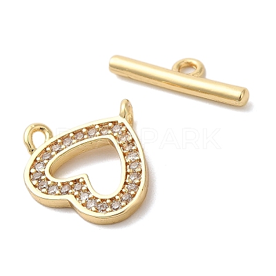 Brass Micro Pave Clear Cubic Zirconia Toggle Clasps KK-N254-69G-1