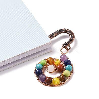 Chakra Theme Gemstone Beaded Bookmarks AJEW-JK00178-1
