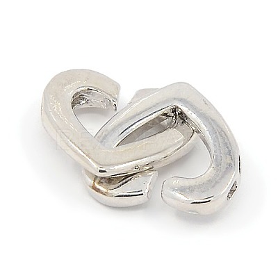 Brass Two Loops Heart Interlocking Clasps for DIY Jewelry LS-KK-M051-01P-1